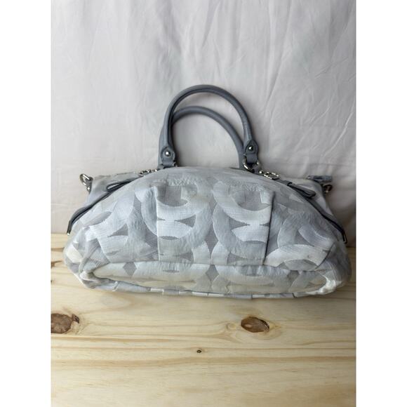 Coach Madison Sophia Satchel Grey Jacquard Fabric Purse Silver Hardware - Picture 10 of 16